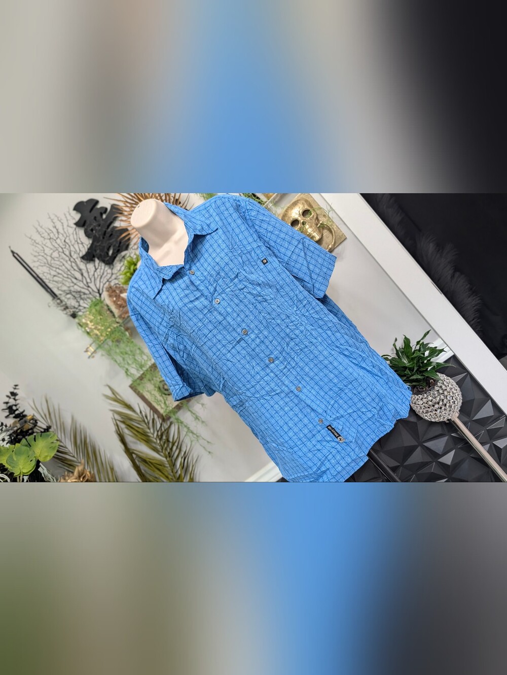 Men's Marmot Blue Plaid Button Shirt XL
